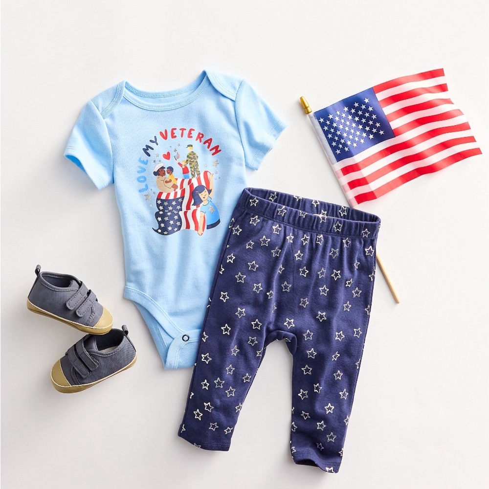 New! Bodysuit pants set love my veteran two piece